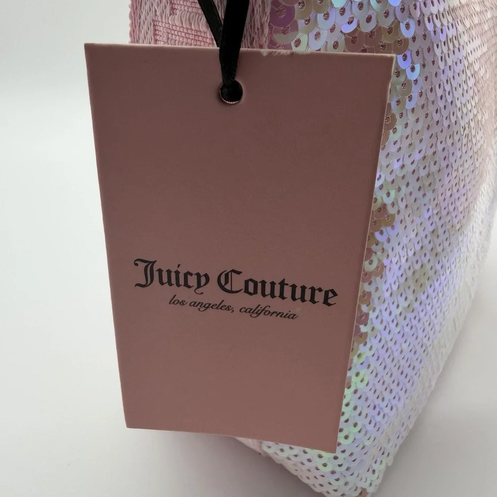 Juicy Couture Blank Canvas Hobo Purse Light Sparkle Iridescent Pink NWT
